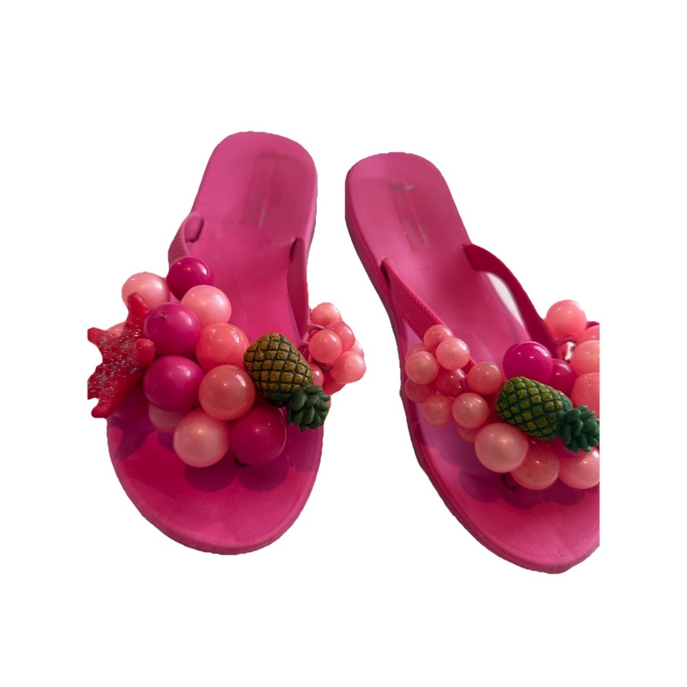 Flip Flops woman Pink Comfortable Y2K Sz8 With Fruit Starfish Carmin Miranda